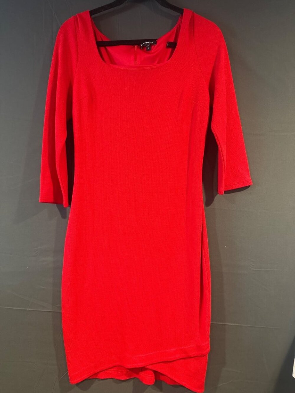 Express Womens S Red Textured Bodycon Mini Dress Square Neck Party Cocktail